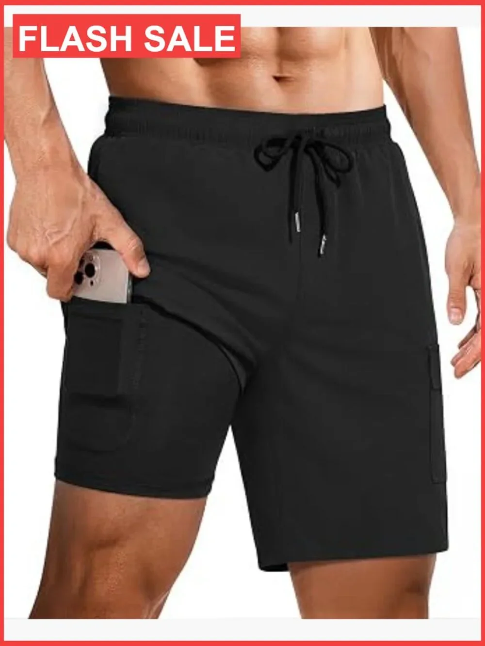 Men's Quick Dry 2-in-1 Swim Trunks with Compression Liner and Pockets S-2XL